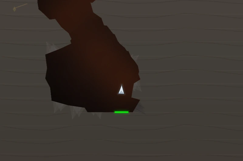 Classic, Cavern: a brown cave hollowed out of grey stone, the lander above a green pad.
