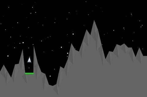 Classic, Surface: grey faceted moon peaks under a starry black sky.