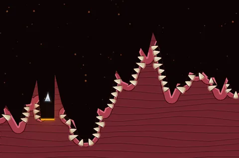 The Beast's Maw, Surface: tooth-lined red ridges under a black sky.